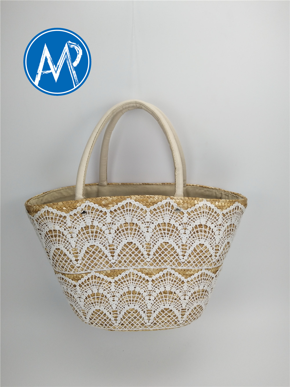 wheat woven bag with lace