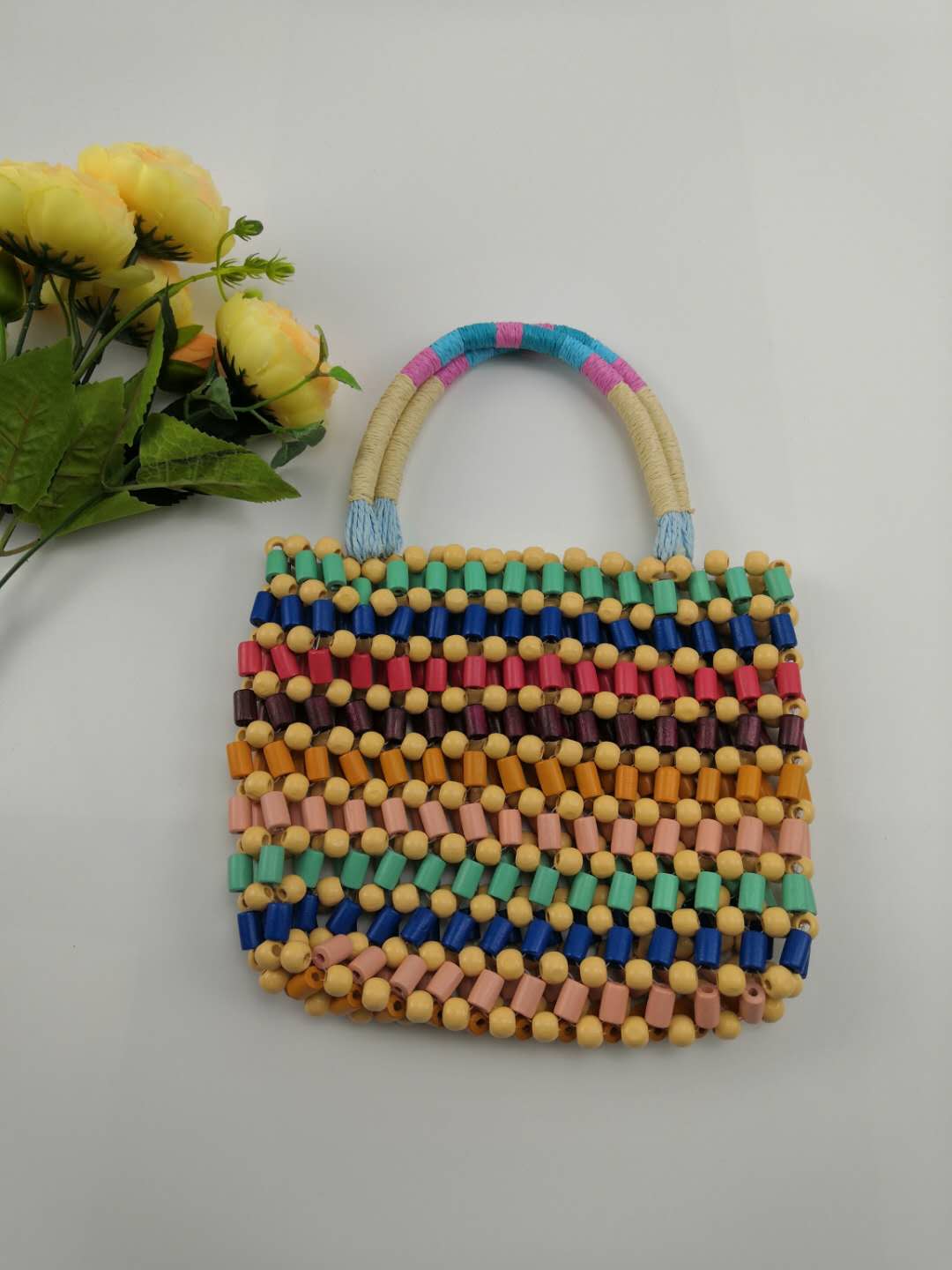 wooden bead bag