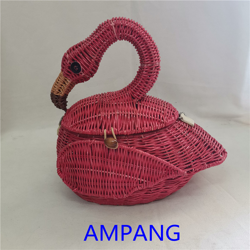 rattan flamingo bag