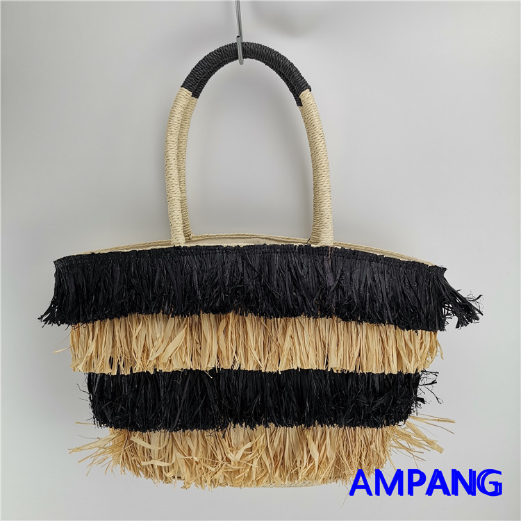 paper woven bag raffia tassel